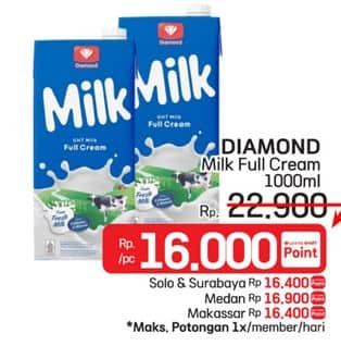 Promo Harga Diamond Milk UHT Full Cream 1000 ml - LotteMart