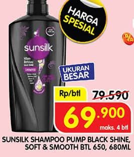 Promo Harga Sunsilk Shampoo Black Shine, Soft Smooth 650 ml - Superindo