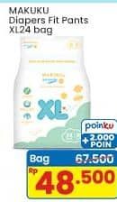 Promo Harga Makuku Comfort Fit Diapers Pants XL24 24 pcs - Indomaret