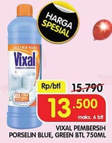 Promo Harga Vixal Pembersih Porselen Blue Extra Kuat, Green Kuat Harum 750 ml - Superindo