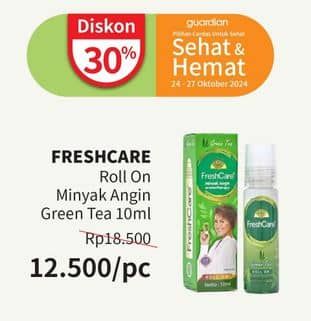 Promo Harga Fresh Care Minyak Angin Aromatherapy Green Tea 10 ml - Guardian