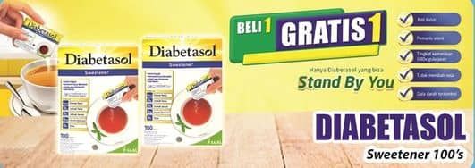 Promo Harga Diabetasol Sweetener per 100 sachet 1 gr - Hari Hari