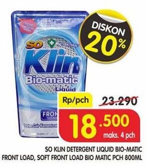 Promo Harga SO KLIN Biomatic Liquid Detergent Front Load, +Softener Front Load  - Superindo