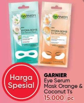 Promo Harga GARNIER Hydra Bomb Eye Serum Mask Coconut, Orange 6 gr - Guardian