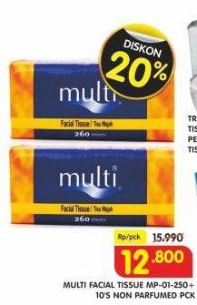 Promo Harga MULTI Facial Tissue MP01 Non Perfumed 260 pcs - Superindo