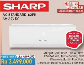 Promo Harga SHARP AH-A5VEY | AC 1/2PK  - COURTS