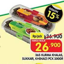 Promo Harga 365 Kurma Khalas, Sukkari, Super Khenaizi 300 gr - Superindo