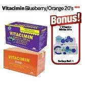 Promo Harga VITACIMIN Vitamin C - 500mg Sweetlets (Tablet Hisap) Blueberry, Orange 20 pcs - Carrefour