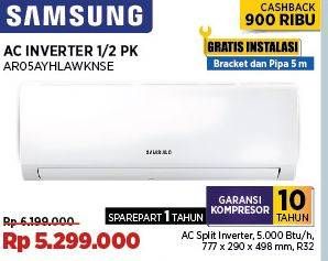 Promo Harga Samsung AR05AYHLAWKNSE Alpha Inverter Air Conditioner 0.5 PK  - COURTS