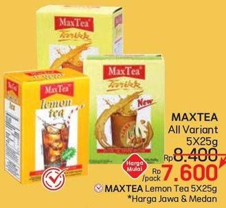 Promo Harga Max Tea Minuman Teh Bubuk All Variants per 5 sachet 25 gr - LotteMart