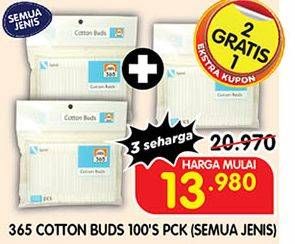 Promo Harga 365 Cotton Buds All Variants per 3 bungkus 100 pcs - Superindo