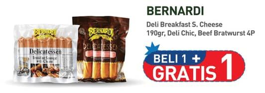 Promo Harga Bernardi Delicatessen Sausage Breakfast Sausage With Cheese, Chicken Bratwurst, Beef Bratwurst With Cheese, Beef Bratwurst With Blackpaper 190 gr - Hypermart