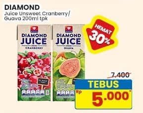 Promo Harga Diamond Juice Unsweet Cranberry, Guava 200 ml - Indomaret