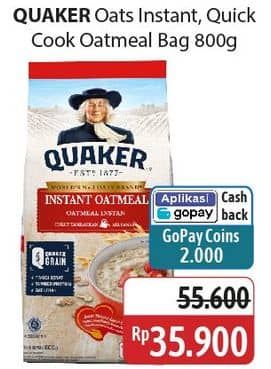 Promo Harga Quaker Oatmeal Instant, Quick Cooking 800 gr - Alfamidi