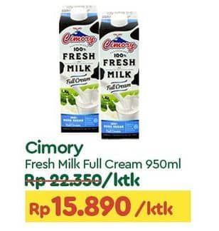 Promo Harga Cimory Fresh Milk Full Cream 950 ml - TIP TOP