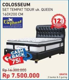 Promo Harga ELEPHANT Colosseum Complete Bed Set Pillow Top Premium 160x200cm  - Courts