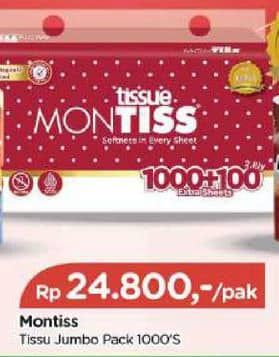 Promo Harga Montiss Facial Tissue 1000 sheet - TIP TOP