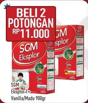 Promo Harga SGM Eksplor 1+ Susu Pertumbuhan Madu, Vanila per 2 box 900 gr - Hypermart