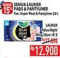 Promo Harga Laurier Relax Night 30cm 16 pcs - Hypermart