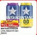 Promo Harga Bintang Radler Zero Blackcurrant Lime, Lemon 330 ml - Alfamart