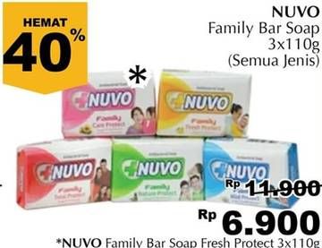 Promo Harga NUVO Family Bar Soap Total Protect, Mild Protect per 3 pcs 110 gr - Giant