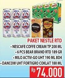 Promo Harga BEAR BRAND 6s 189ml + DANCOW Fortigro UHT 180ml + MILO UHT 4s 190ml + NESCAFE Coffee Cream 200ml  - Hypermart
