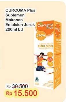 Promo Harga Curcuma Plus Emulsion Suplemen Makanan Jeruk 200 ml - Indomaret