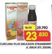 Promo Harga CURCUMA PLUS Emulsion Suplemen Makanan Strawberry, Jeruk 200 ml - Superindo
