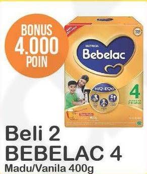 Promo Harga BEBELAC 4 Susu Pertumbuhan Madu, Vanila per 2 box 400 gr - Alfamart