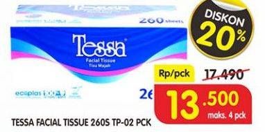 Promo Harga TESSA Facial Tissue TP02 260 pcs - Superindo