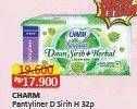 Promo Harga Charm Pantyliner Daun Sirih + Herbal 32 pcs - Alfamart