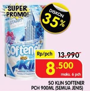 Promo Harga So Klin Softener All Variants 900 ml - Superindo