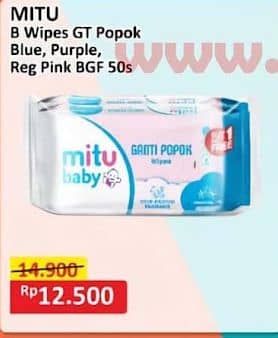 Promo Harga Mitu Baby Wipes Ganti Popok Blue Charming Lily, Purple Playful Fressia, Pink Sweet Rose 50 pcs - Alfamart