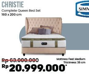 Promo Harga Simmons Christie Complete Queen Bed Set 160 X 200 Cm  - COURTS