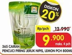 Promo Harga 365 Pencuci Piring Jeruk Nipis, Lemon 800 ml - Superindo