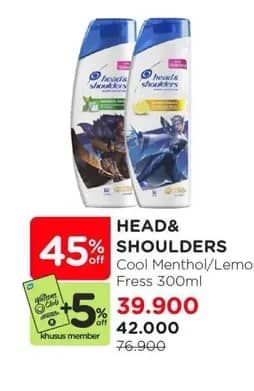 Promo Harga Head & Shoulders Shampoo Cool Menthol, Lemon Fresh 300 ml - Watsons