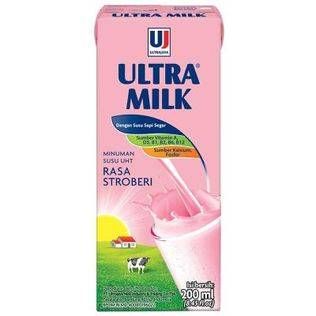 Promo Harga Ultra Milk Susu UHT Stroberi 200 ml - Alfamart