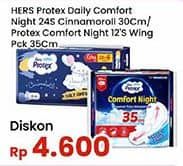 Promo Harga Hers Protex Comfort Night Wing 30cm, Wing 35cm 12 pcs - Indomaret