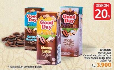 Promo Harga Good Day Instant Coffee 3 in 1 Mocca Latte, Caramel Machiatto Tetra, White Vanilla Fudge 200 ml - LotteMart