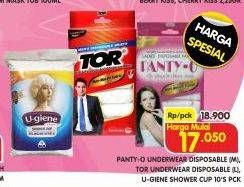 Promo Harga Panty-o Ladies Disposable Panties/TOR Men's Disposable Briefs/U-GIENE Shower Cup  - Superindo