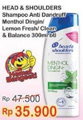 Promo Harga HEAD & SHOULDERS Shampoo Cool Menthol, Lemon Fresh, Clean Balanced 300 ml - Indomaret