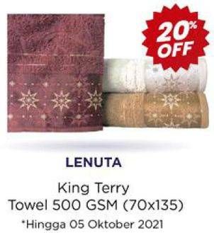 Promo Harga LENUTA King Terry Towel 70 X 135 Cm  - Carrefour