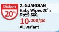 Promo Harga Guardian Baby Wipes All Variants 20 pcs - Guardian