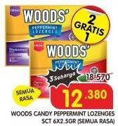 Promo Harga WOODS Peppermint Lozenges All Variants 15 gr - Superindo