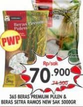Promo Harga 365 Beras Premium Pulen, Setra Ramos 5000 gr - Superindo