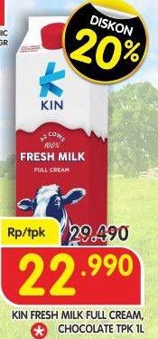 Promo Harga KIN Fresh Milk Full Cream, Chocolate 1 ltr - Superindo