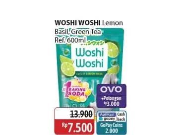 Promo Harga Woshi Woshi Dishwash  Lime Lemon Basil, Green Tea 600 ml - Alfamidi