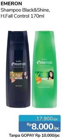 Promo Harga EMERON Shampoo Black Shine, Hair Fall Control 170 ml - Alfamidi