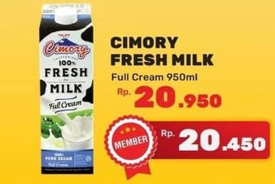 Promo Harga Cimory Fresh Milk Full Cream 950 ml - Yogya