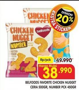 Promo Harga BELFOODS Nugget Chicken Nugget Number, Chicken Nugget Ceria 450 gr - Superindo